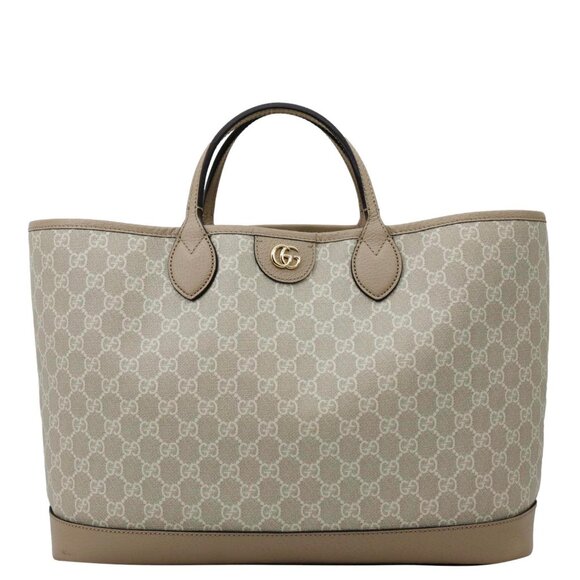 Gucci  Ophidia Dollar Calfskin GG Supreme Canvas Tote Bag Beige 739730 - Picture 1 of 13